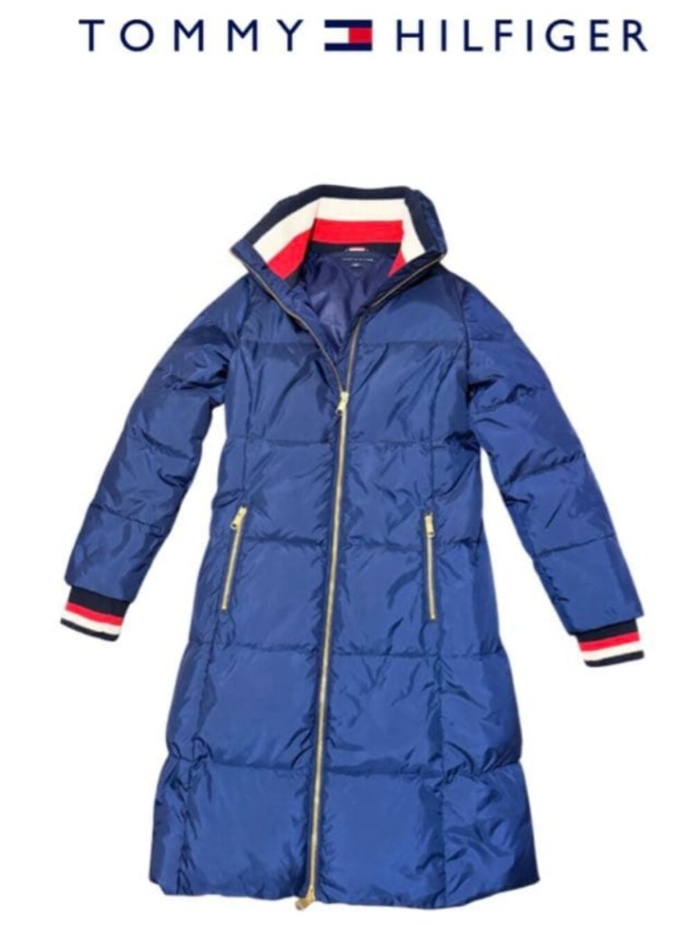Tommy Hilfiger Women’s Long Down Puffer Coat – Navy Blue – Size XS